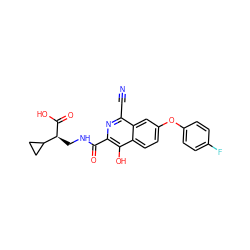 N#Cc1nc(C(=O)NC[C@H](C(=O)O)C2CC2)c(O)c2ccc(Oc3ccc(F)cc3)cc12 ZINC000146726867