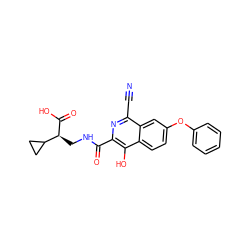 N#Cc1nc(C(=O)NC[C@H](C(=O)O)C2CC2)c(O)c2ccc(Oc3ccccc3)cc12 ZINC000146741424