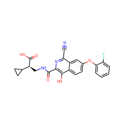 N#Cc1nc(C(=O)NC[C@H](C(=O)O)C2CC2)c(O)c2ccc(Oc3ccccc3F)cc12 ZINC000146683049