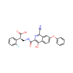 N#Cc1nc(C(=O)NC[C@H](C(=O)O)c2ccccc2F)c(O)c2ccc(Oc3ccccc3)cc12 ZINC000146753671