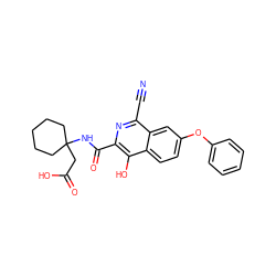 N#Cc1nc(C(=O)NC2(CC(=O)O)CCCCC2)c(O)c2ccc(Oc3ccccc3)cc12 ZINC000146737122