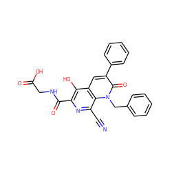 N#Cc1nc(C(=O)NCC(=O)O)c(O)c2cc(-c3ccccc3)c(=O)n(Cc3ccccc3)c12 ZINC000169710902