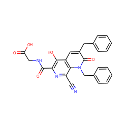 N#Cc1nc(C(=O)NCC(=O)O)c(O)c2cc(Cc3ccccc3)c(=O)n(Cc3ccccc3)c12 ZINC000169710905