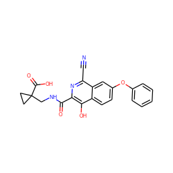 N#Cc1nc(C(=O)NCC2(C(=O)O)CC2)c(O)c2ccc(Oc3ccccc3)cc12 ZINC000146737906