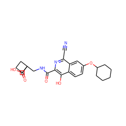 N#Cc1nc(C(=O)NCC2(C(=O)O)CCC2)c(O)c2ccc(OC3CCCCC3)cc12 ZINC000146738971