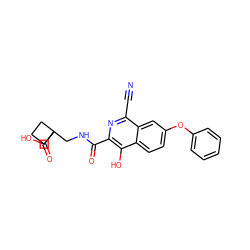 N#Cc1nc(C(=O)NCC2(C(=O)O)CCC2)c(O)c2ccc(Oc3ccccc3)cc12 ZINC000146760128