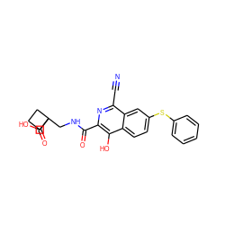 N#Cc1nc(C(=O)NCC2(C(=O)O)CCC2)c(O)c2ccc(Sc3ccccc3)cc12 ZINC000146779446