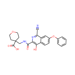 N#Cc1nc(C(=O)NCC2(C(=O)O)CCOCC2)c(O)c2ccc(Oc3ccccc3)cc12 ZINC000146732235