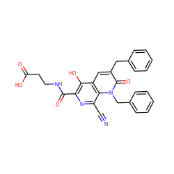 N#Cc1nc(C(=O)NCCC(=O)O)c(O)c2cc(Cc3ccccc3)c(=O)n(Cc3ccccc3)c12 ZINC000169710906