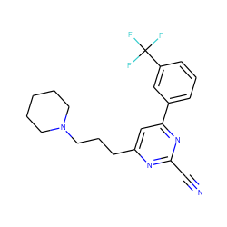 N#Cc1nc(CCCN2CCCCC2)cc(-c2cccc(C(F)(F)F)c2)n1 ZINC000049047453