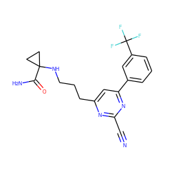 N#Cc1nc(CCCNC2(C(N)=O)CC2)cc(-c2cccc(C(F)(F)F)c2)n1 ZINC000064527298