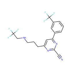 N#Cc1nc(CCCNCC(F)(F)F)cc(-c2cccc(C(F)(F)F)c2)n1 ZINC000064503772