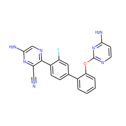 N#Cc1nc(N)cnc1-c1ccc(-c2ccccc2Oc2nccc(N)n2)cc1F ZINC000224773066