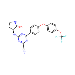N#Cc1nc(N[C@H]2CCNC2=O)nc(-c2ccc(Oc3ccc(OC(F)(F)F)cc3)cc2)n1 ZINC000221183735