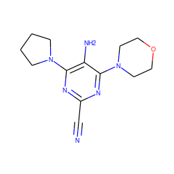 N#Cc1nc(N2CCCC2)c(N)c(N2CCOCC2)n1 ZINC000040395209