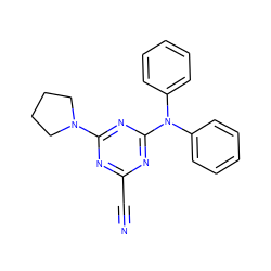 N#Cc1nc(N2CCCC2)nc(N(c2ccccc2)c2ccccc2)n1 ZINC000000110879