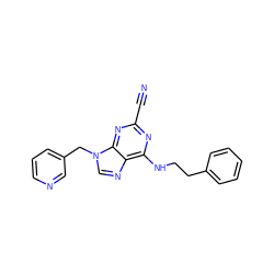 N#Cc1nc(NCCc2ccccc2)c2ncn(Cc3cccnc3)c2n1 ZINC000014977813