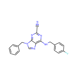 N#Cc1nc(NCc2ccc(F)cc2)c2ncn(Cc3ccccc3)c2n1 ZINC000014977856