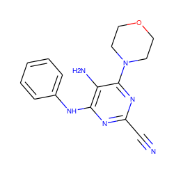 N#Cc1nc(Nc2ccccc2)c(N)c(N2CCOCC2)n1 ZINC000040394749