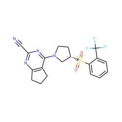 N#Cc1nc2c(c(N3CC[C@H](S(=O)(=O)c4ccccc4C(F)(F)F)C3)n1)CCC2 ZINC000167783849