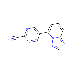 N#Cc1ncc(-c2cccc3ncnn23)cn1 ZINC001772590646