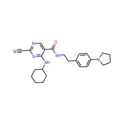 N#Cc1ncc(C(=O)NCCc2ccc(N3CCCC3)cc2)c(NC2CCCCC2)n1 ZINC000014972072