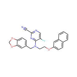 N#Cc1ncc(F)c(N(CCOc2ccc3ccccc3c2)Cc2ccc3c(c2)OCO3)n1 ZINC001772626359