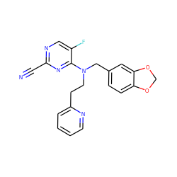 N#Cc1ncc(F)c(N(CCc2ccccn2)Cc2ccc3c(c2)OCO3)n1 ZINC001772619621