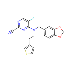 N#Cc1ncc(F)c(N(CCc2ccsc2)Cc2ccc3c(c2)OCO3)n1 ZINC001772577187