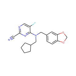 N#Cc1ncc(F)c(N(Cc2ccc3c(c2)OCO3)CC2CCCC2)n1 ZINC001772642414