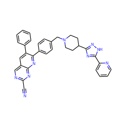 N#Cc1ncc2cc(-c3ccccc3)c(-c3ccc(CN4CCC(c5n[nH]c(-c6ccccn6)n5)CC4)cc3)nc2n1 ZINC000029037194