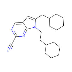 N#Cc1ncc2cc(CC3CCCCC3)n(CCC3CCCCC3)c2n1 ZINC000045506017