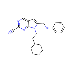 N#Cc1ncc2cc(CNc3ccccc3)n(CCC3CCCCC3)c2n1 ZINC000040957025