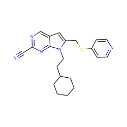 N#Cc1ncc2cc(CSc3ccncc3)n(CCC3CCCCC3)c2n1 ZINC000040425183