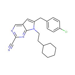 N#Cc1ncc2cc(Cc3ccc(Cl)cc3)n(CCC3CCCCC3)c2n1 ZINC000040430177