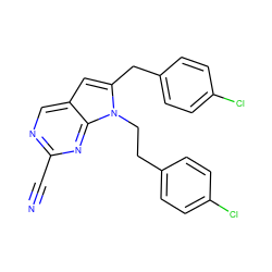 N#Cc1ncc2cc(Cc3ccc(Cl)cc3)n(CCc3ccc(Cl)cc3)c2n1 ZINC000040429235