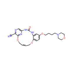 N#Cc1ncc2nc1OC/C=C\COc1ccc(OCCCCN3CCOCC3)cc1NC(=O)N2 ZINC000028826306