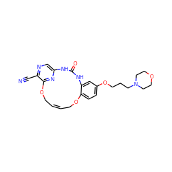 N#Cc1ncc2nc1OC/C=C\COc1ccc(OCCCN3CCOCC3)cc1NC(=O)N2 ZINC000028826297