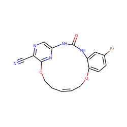 N#Cc1ncc2nc1OCC/C=C\COc1ccc(Br)cc1NC(=O)N2 ZINC000028826115