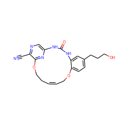 N#Cc1ncc2nc1OCC/C=C\COc1ccc(CCCO)cc1NC(=O)N2 ZINC000028826184