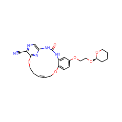 N#Cc1ncc2nc1OCC/C=C\COc1ccc(OCCO[C@@H]3CCCCO3)cc1NC(=O)N2 ZINC000028826194