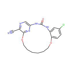 N#Cc1ncc2nc1OCCCCCCOc1ccc(Cl)cc1NC(=O)N2 ZINC000014958172