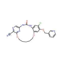 N#Cc1ncc2nc1OCCCCCOc1cc(OCc3cccnc3)c(Cl)cc1NC(=O)N2 ZINC000014958230