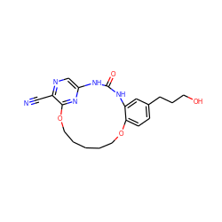 N#Cc1ncc2nc1OCCCCCOc1ccc(CCCO)cc1NC(=O)N2 ZINC000028826259