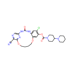 N#Cc1ncc2nc1OCCCCOc1cc(OC(=O)N3CCC(N4CCCCC4)CC3)c(Cl)cc1NC(=O)N2 ZINC000028963289