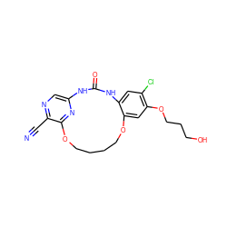 N#Cc1ncc2nc1OCCCCOc1cc(OCCCO)c(Cl)cc1NC(=O)N2 ZINC000028963273