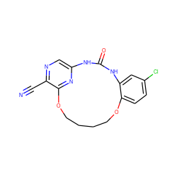 N#Cc1ncc2nc1OCCCCOc1ccc(Cl)cc1NC(=O)N2 ZINC000014958168