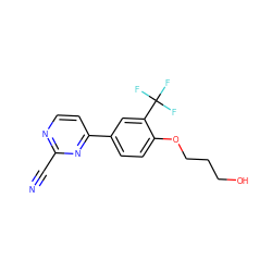 N#Cc1nccc(-c2ccc(OCCCO)c(C(F)(F)F)c2)n1 ZINC000058603422