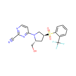 N#Cc1nccc(N2C[C@@H](S(=O)(=O)c3ccccc3C(F)(F)F)C[C@@H]2CO)n1 ZINC000168478704