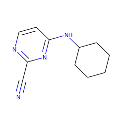 N#Cc1nccc(NC2CCCCC2)n1 ZINC000014972130